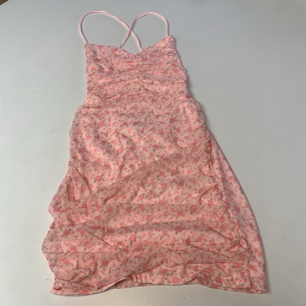 Windsor Dress Womens Medium Mini Floral Mesh Ruched Strappyβ Spring Summer M